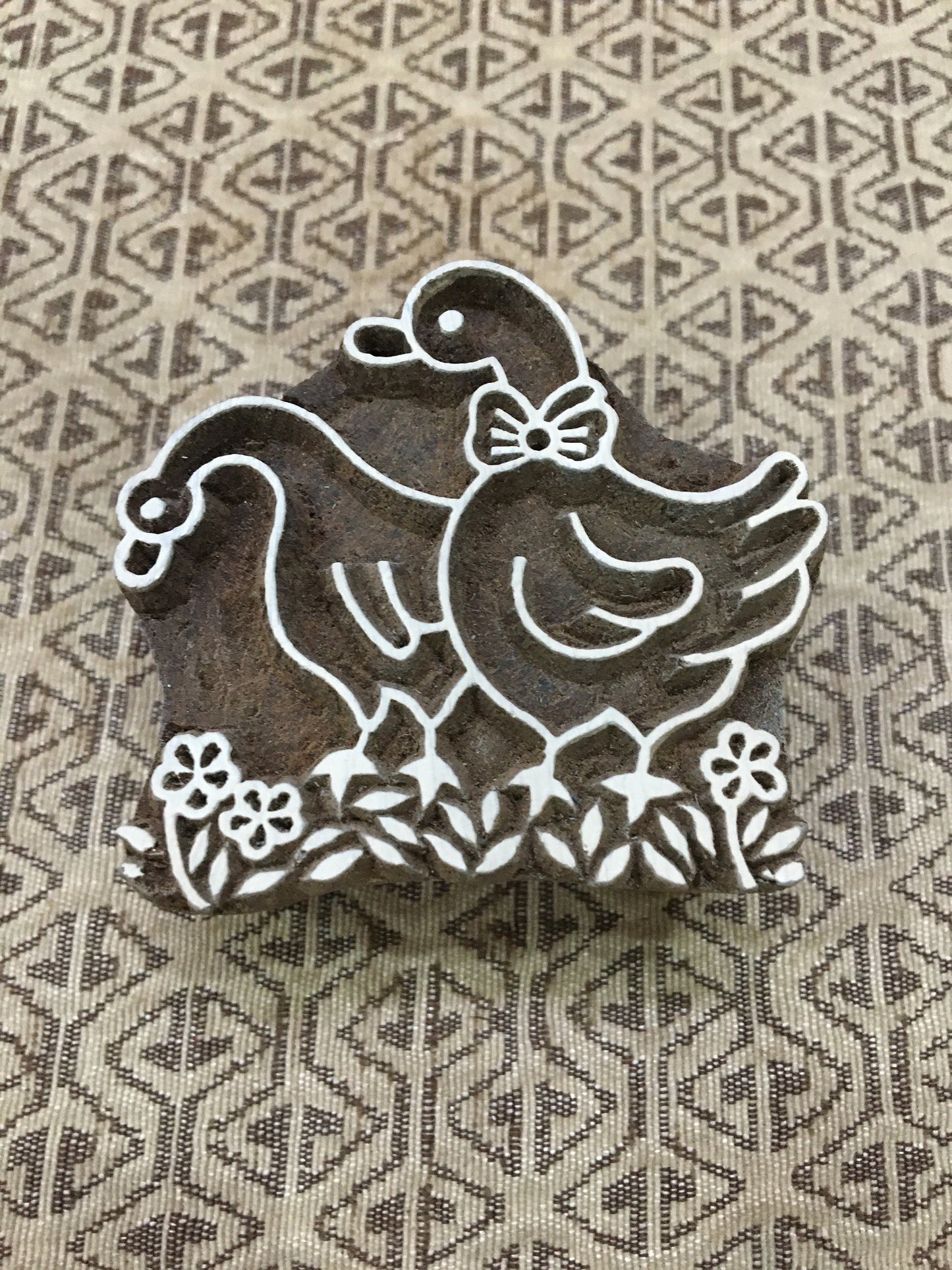 Duo of Duck, stamp ceramic mold scrapbooking tjap batik printing floral carved stamps.