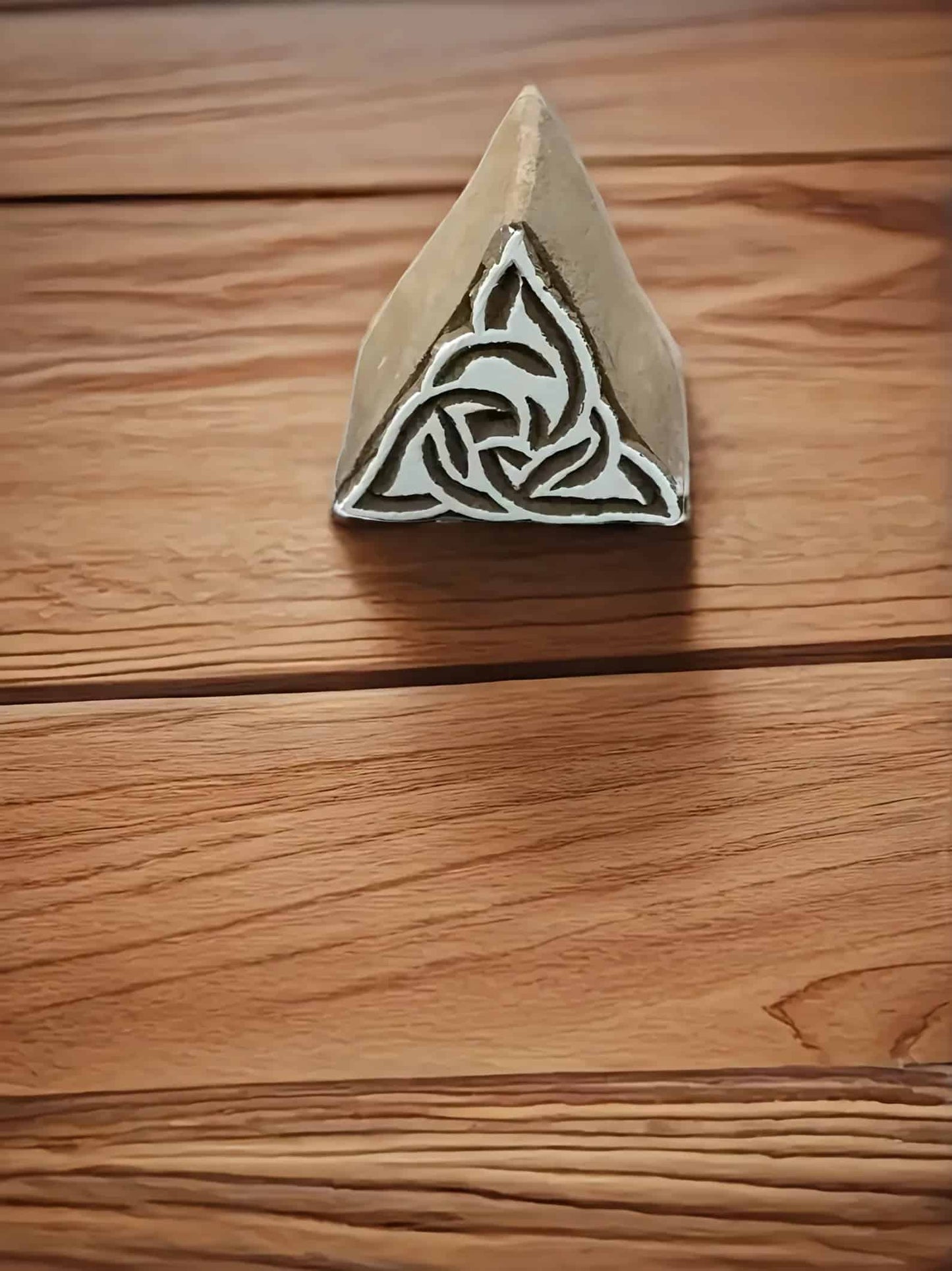 Celtic Triangle, hand carved Indian wood printing block; textile stamp; pottery stamp. image 1