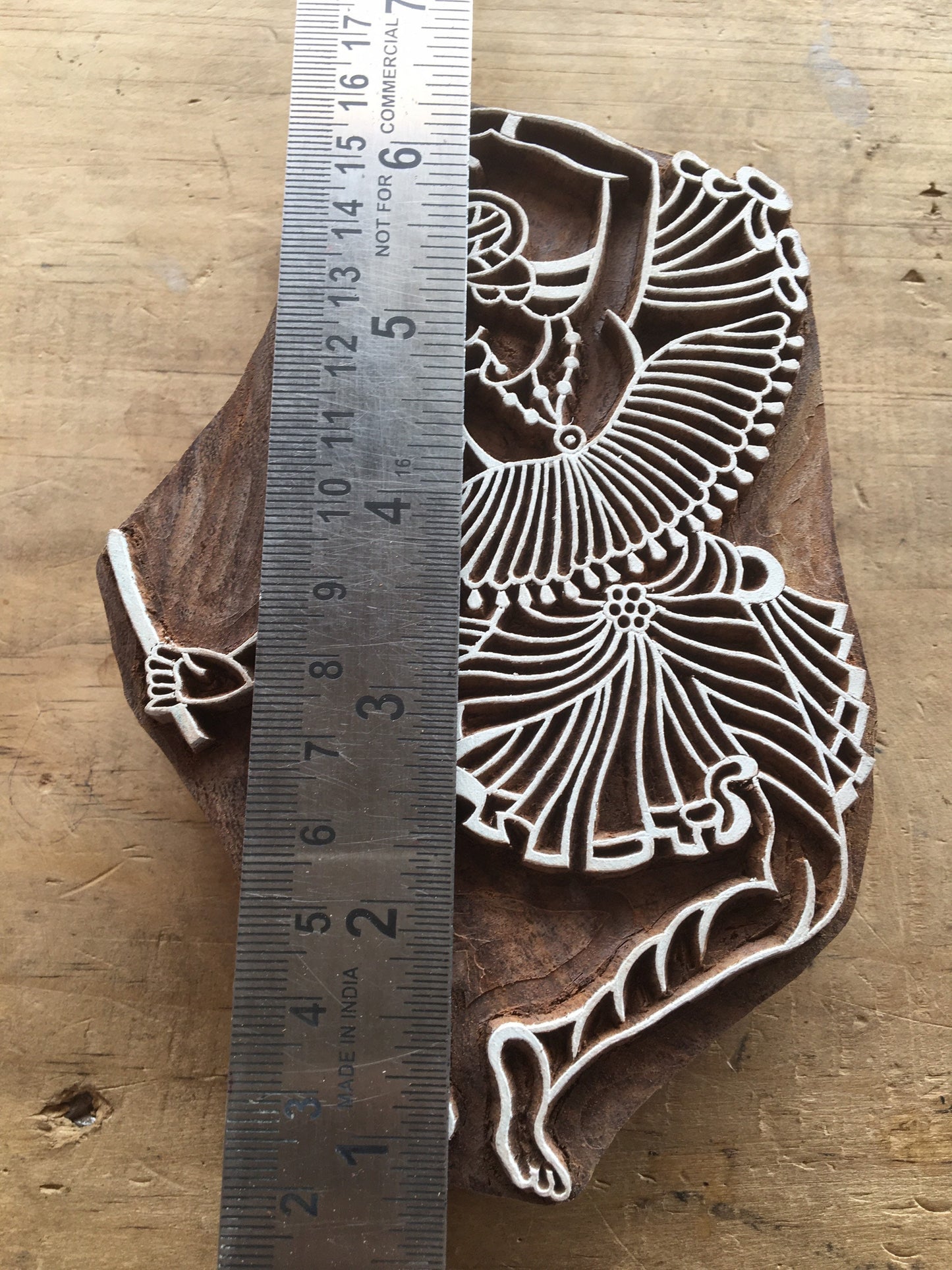 Dancing Man folk Art, hand carved Indian wood printing block; textile stamp; pottery stamp,