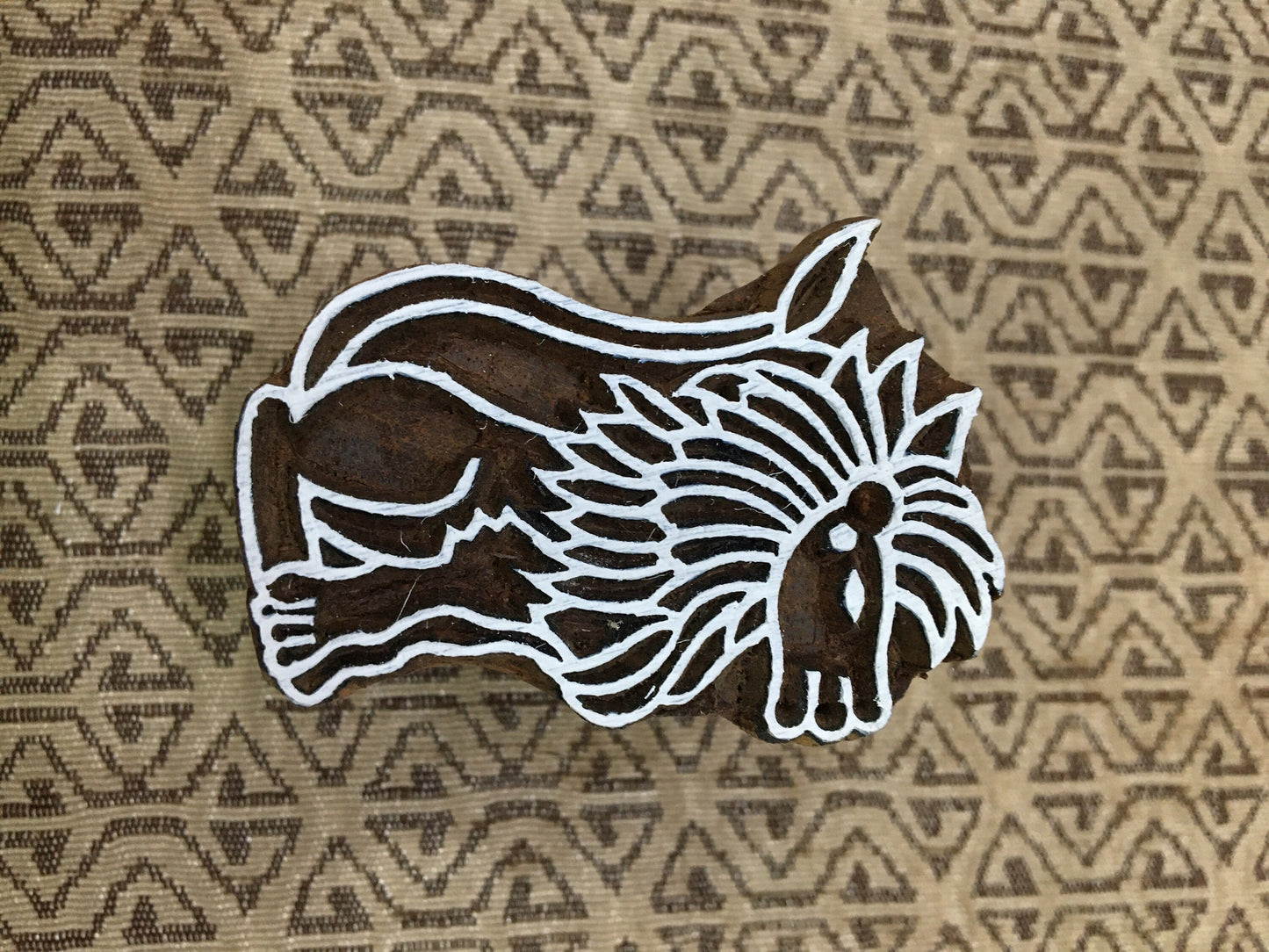 Celtic Lion, hand carved Indian wood printing block; textile stamp; pottery stamp,