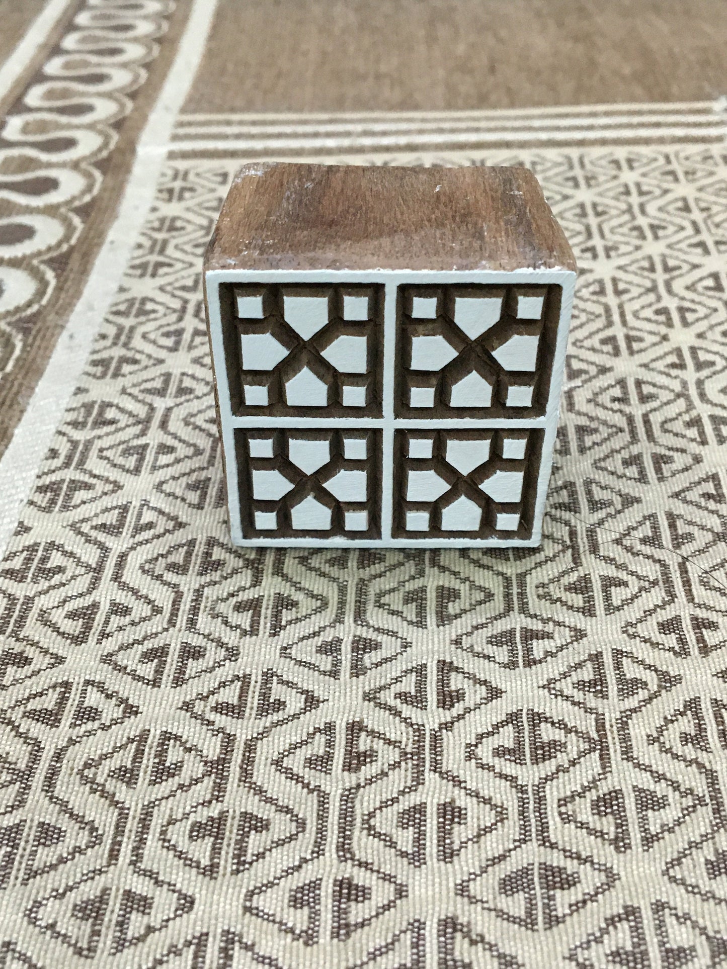 Repeat Pattern Square, hand carved Indian wood printing block; textile stamp; pottery stamp,