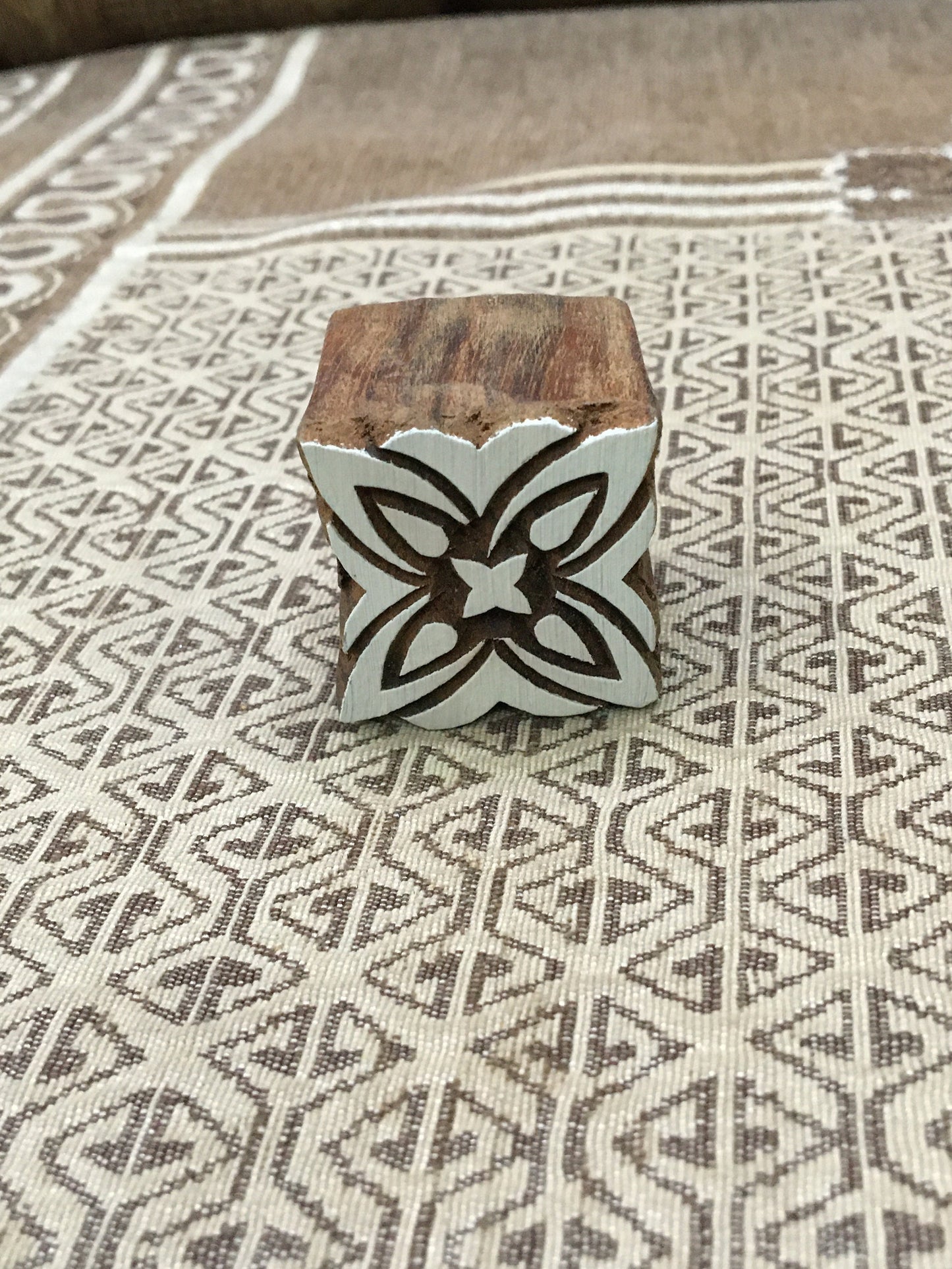 Square Pattern, hand carved Indian wood printing block; textile stamp; pottery stamp,