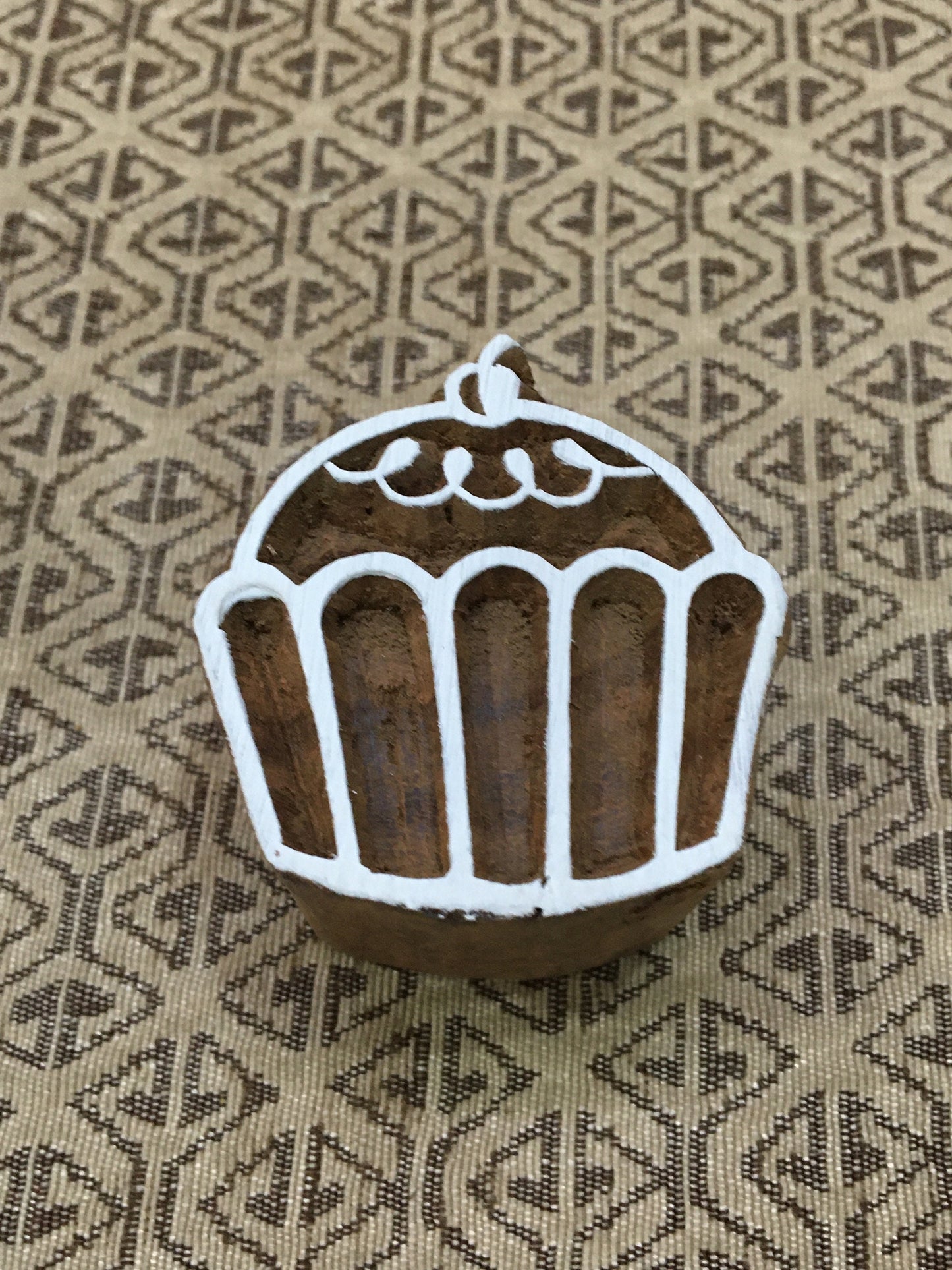 Cake Muffin, hand carved Indian wood printing block; textile stamp; pottery stamp,