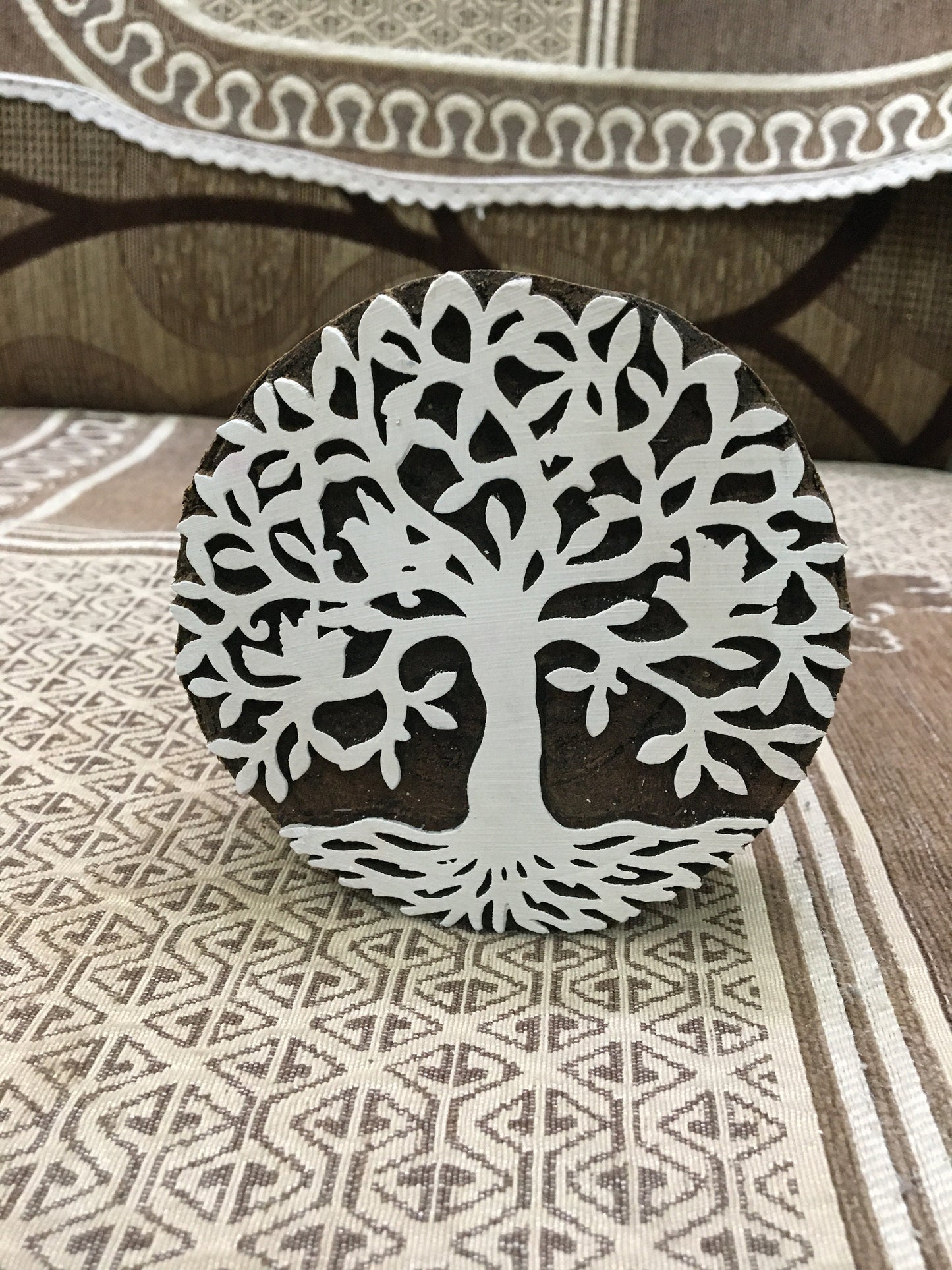Timeless Beauty: Banyan Tree Wooden Printing Block Stamp - hand carved Indian wood printing block; textile stamp; pottery stamp,