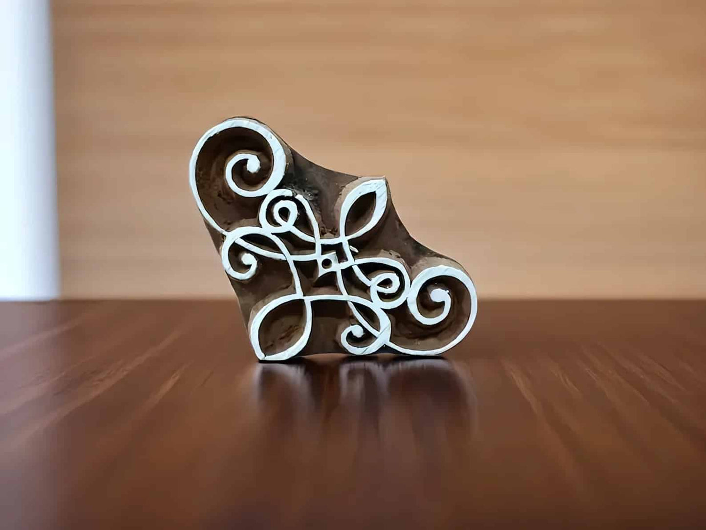 Curly Corner pottery stamp ceramic mold scrapbooking tjap batik printing floral carved stamps. image 0