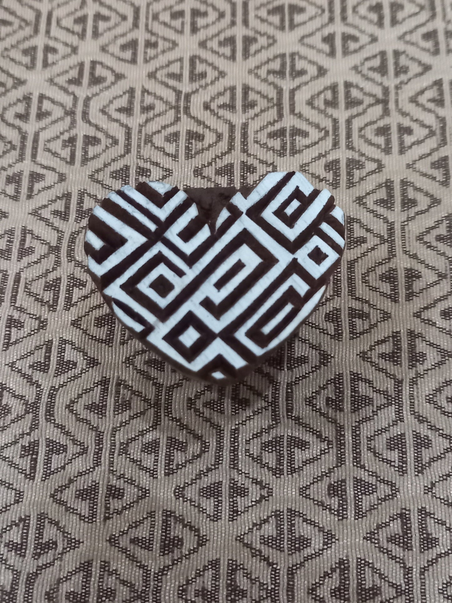 Abstract Geometric Heart ,pottery stamp ceramic mould scrapbooking tjap batik printing floral carved stamps.