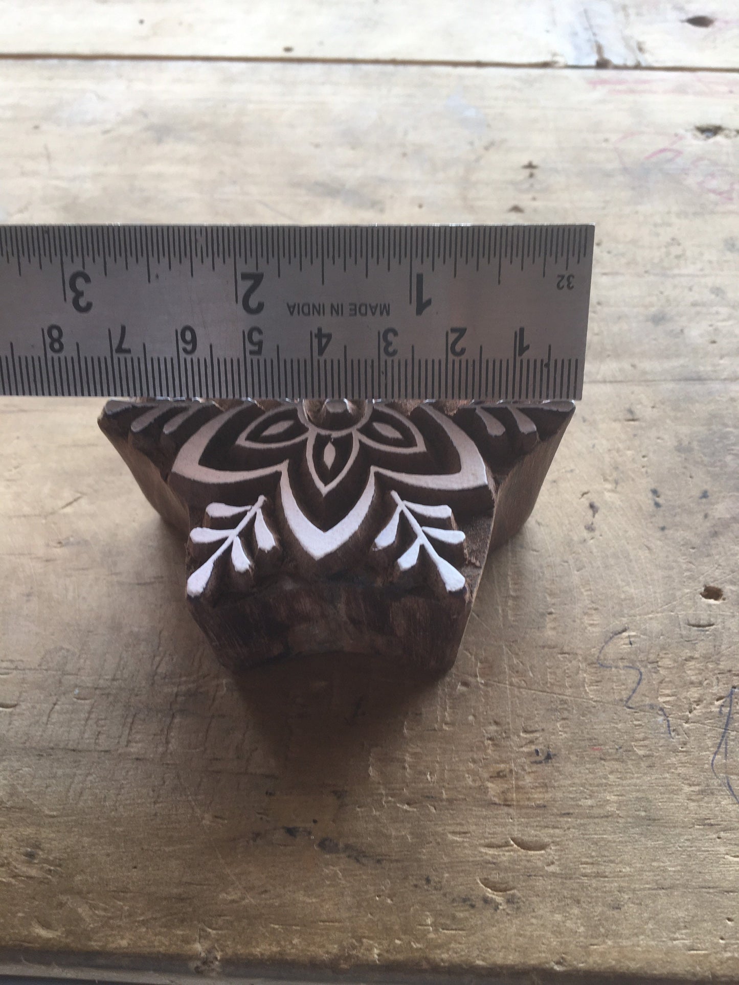Snow flake Flower, hand carved Indian wood printing block; textile stamp; pottery stamp,
