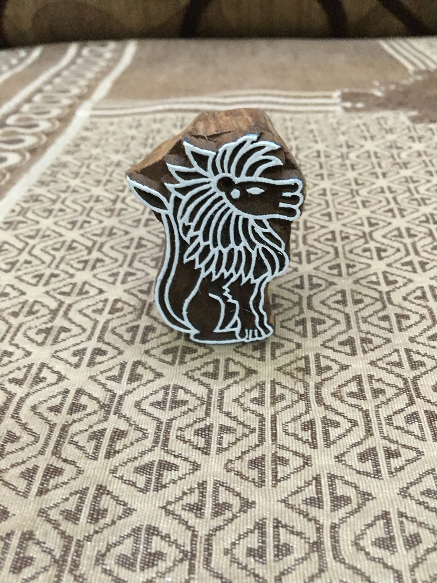 Celtic Lion, hand carved Indian wood printing block; textile stamp; pottery stamp,