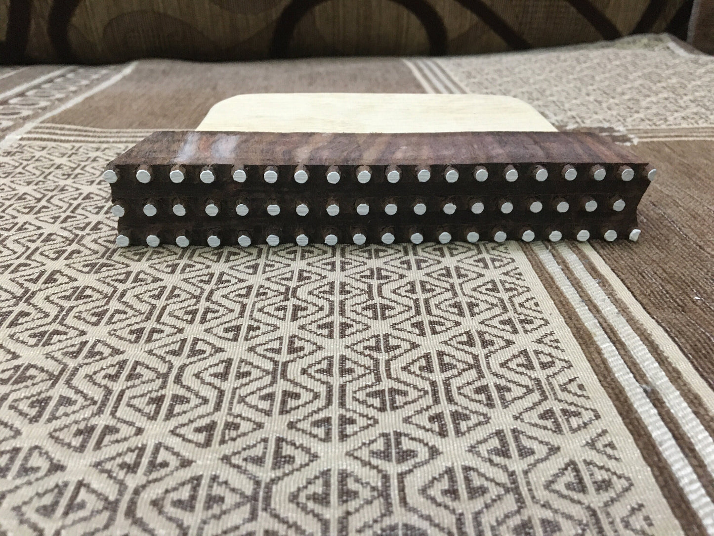 Dotty Border, hand carved Indian wood printing block; textile stamp; pottery stamp,