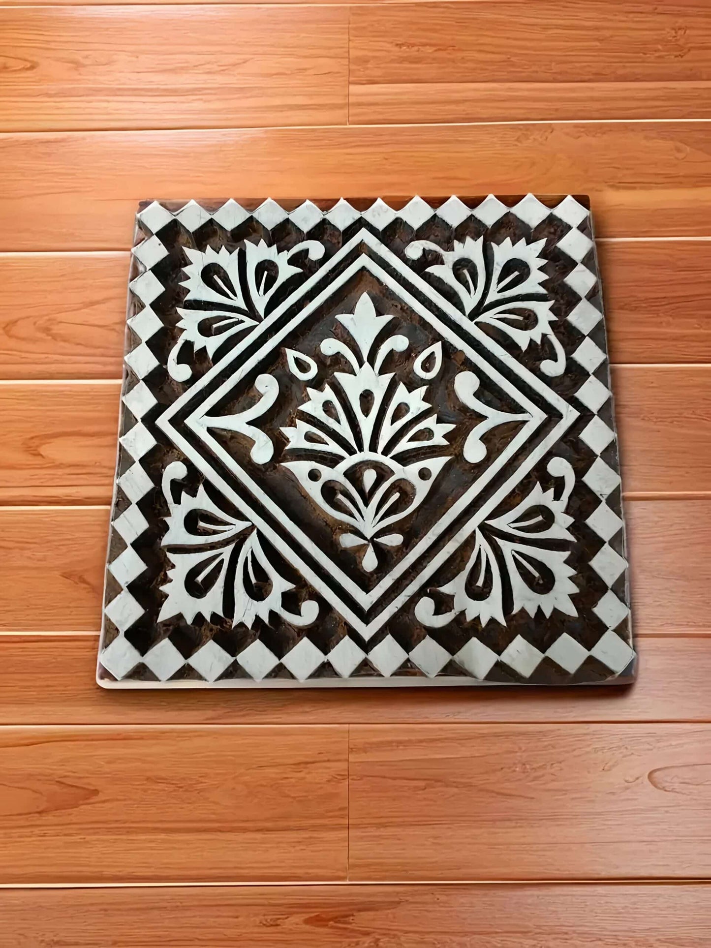 Tile 5 pottery stamp ceramic mold scrapbooking tjap batik printing floral carved stamps. image 1