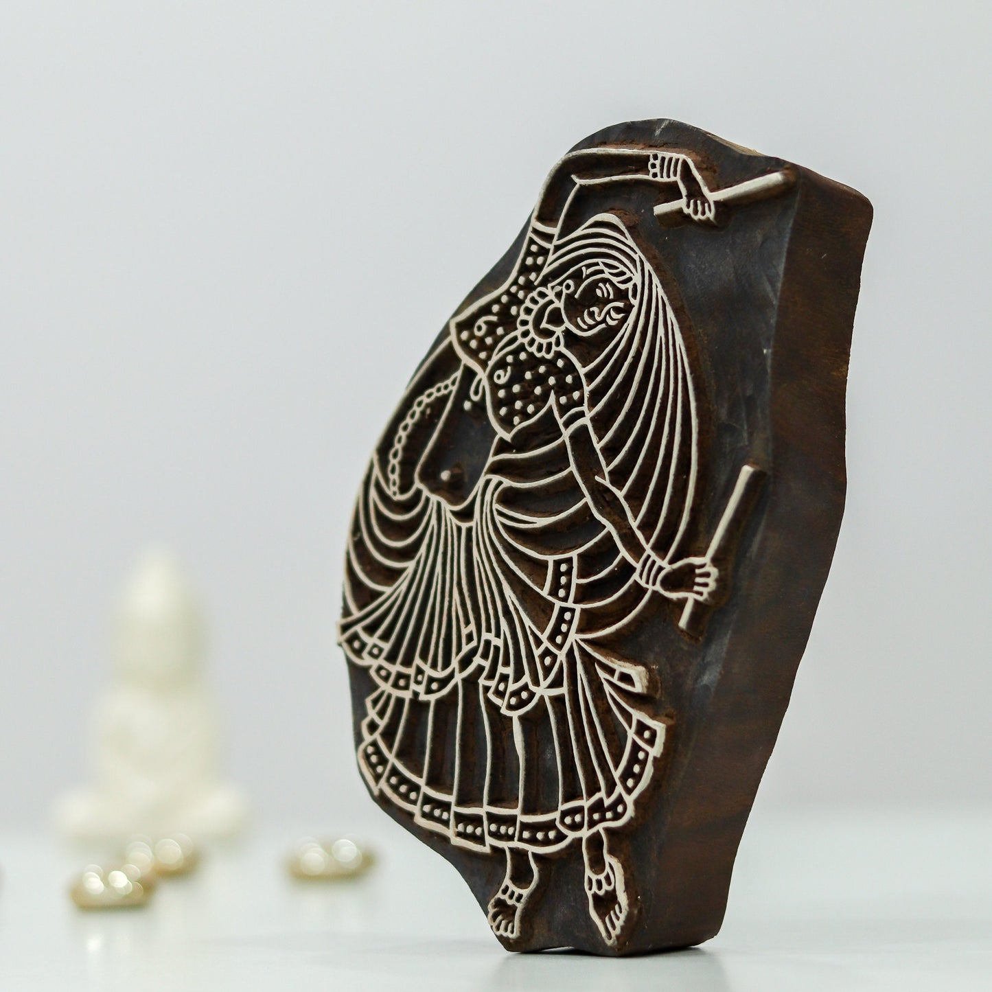 Dancing Lady Wooden Stamp: textile print stamp, wooden print block, tjaps, wood block stamp, pottery stamps