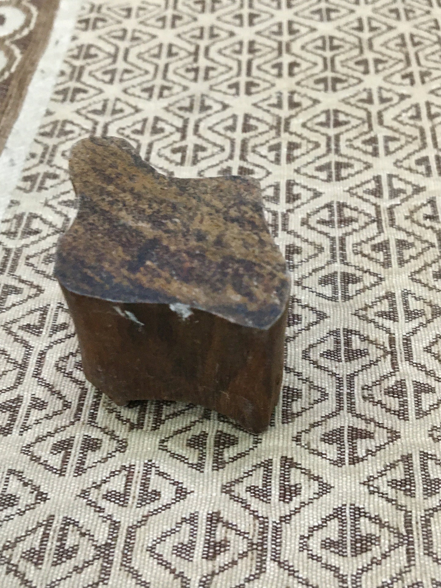 Walking Pair of Paws, hand carved Indian wood printing block; textile stamp; pottery stamp,