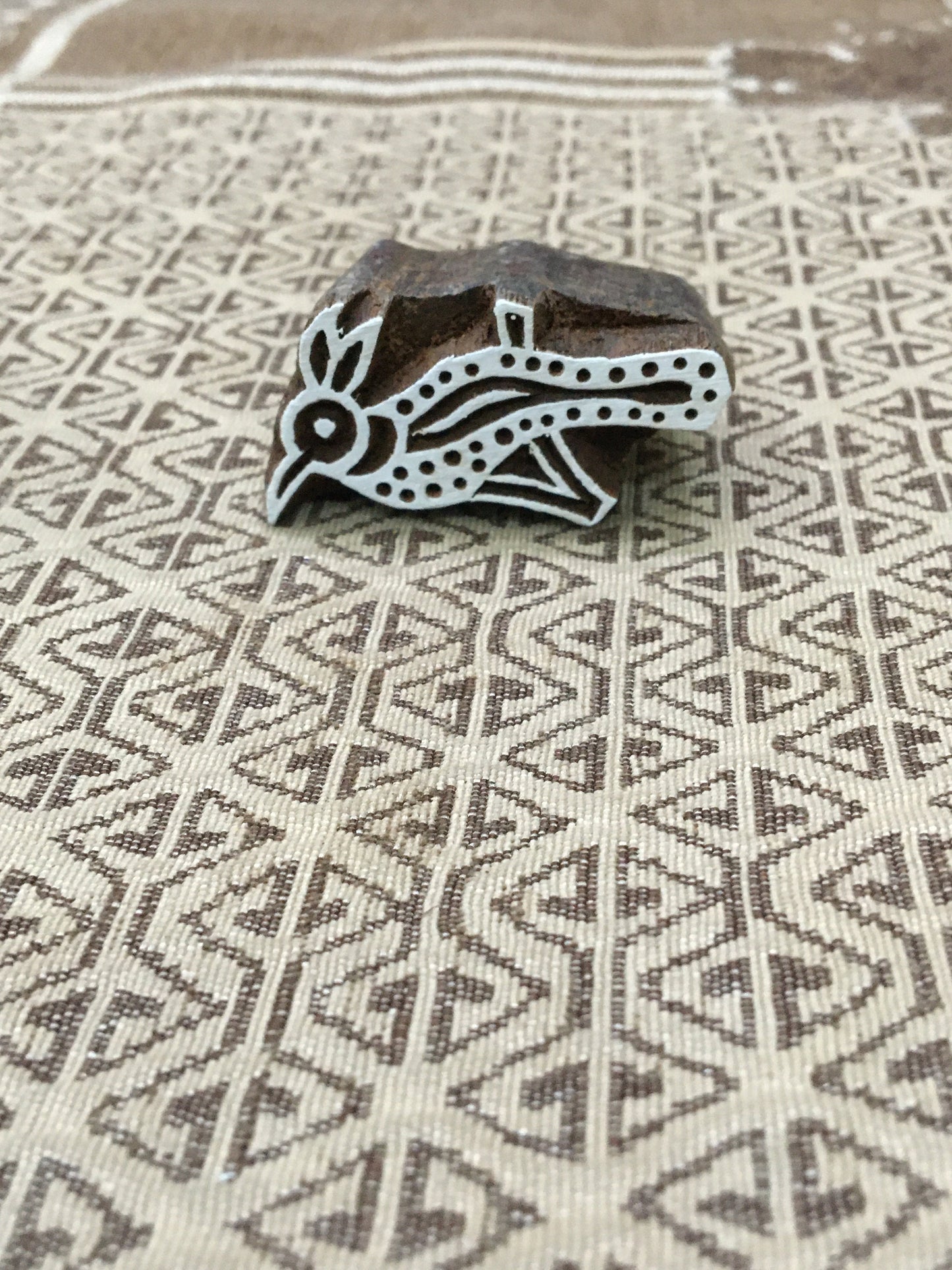 Woodpecker Bird, hand carved Indian wood printing block; textile stamp; pottery stamp,