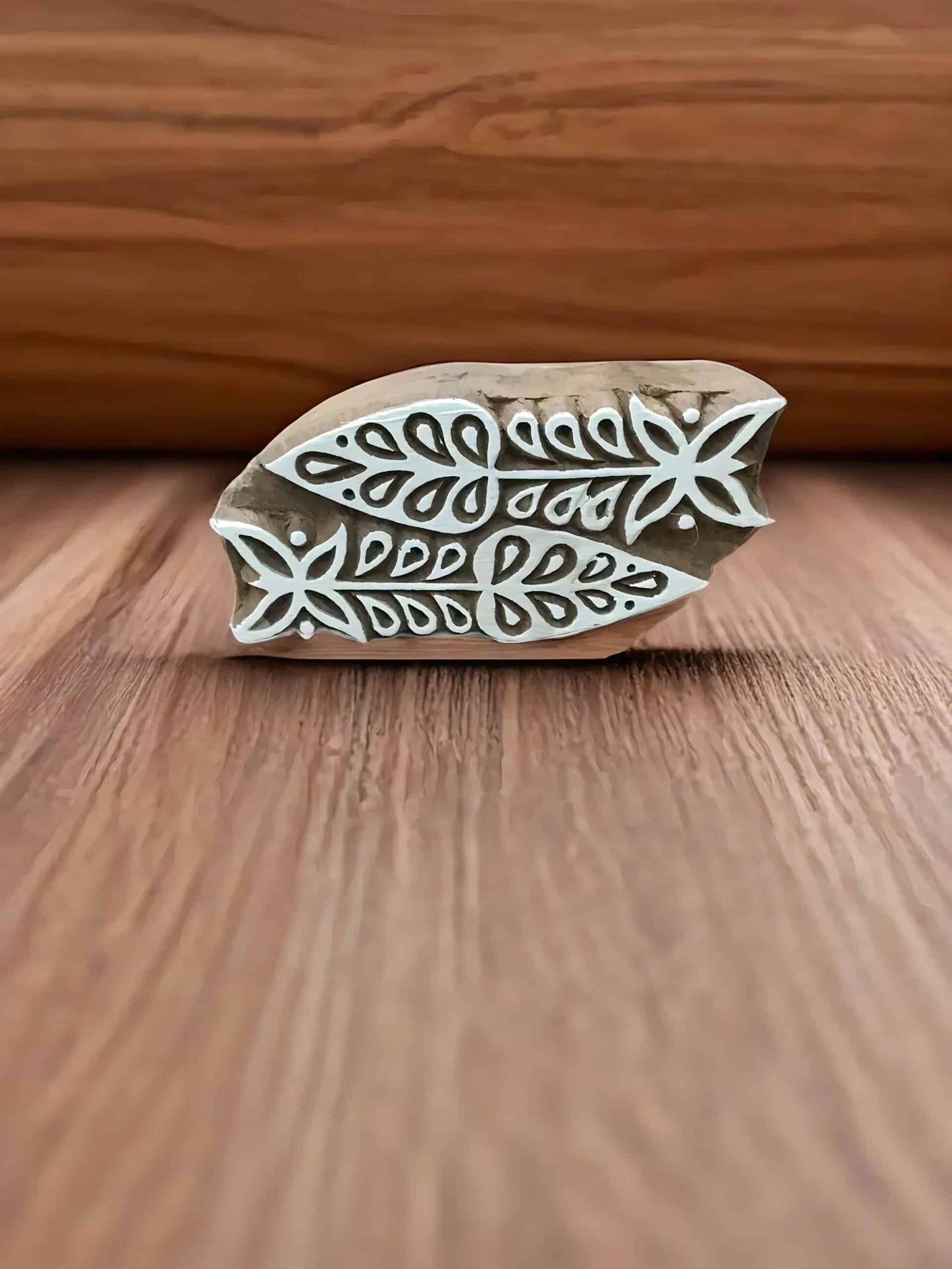 Fish Bones, hand carved Indian wood printing block; textile stamp; pottery stamp. image 0