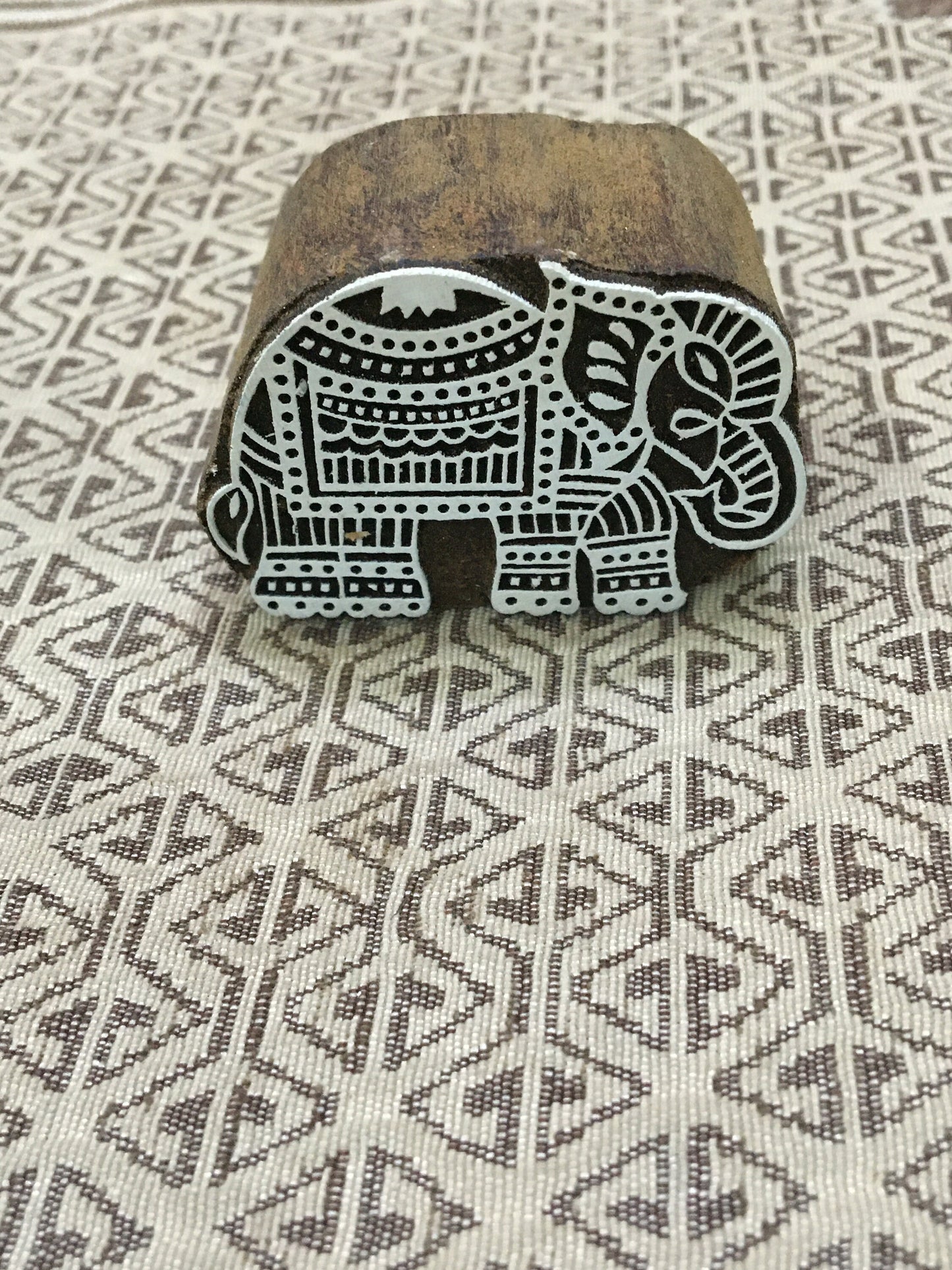 Big Elephant, hand carved Indian wood printing block; textile stamp; pottery stamp,