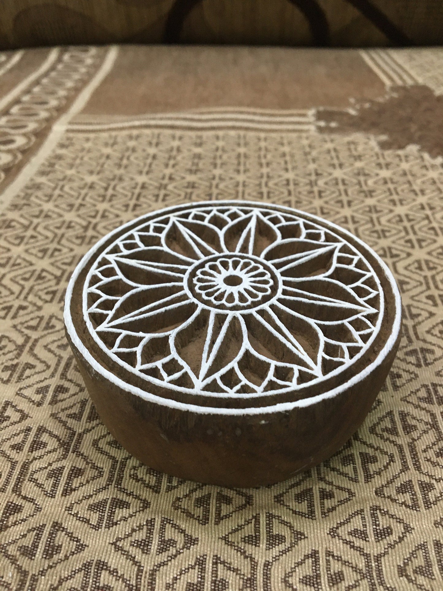 Elegant Lotus Mandala Wooden Printing Block Stamp: A Timeless Indian Artistic Handicraft, hand carved block; textile stamp; pottery stamp,