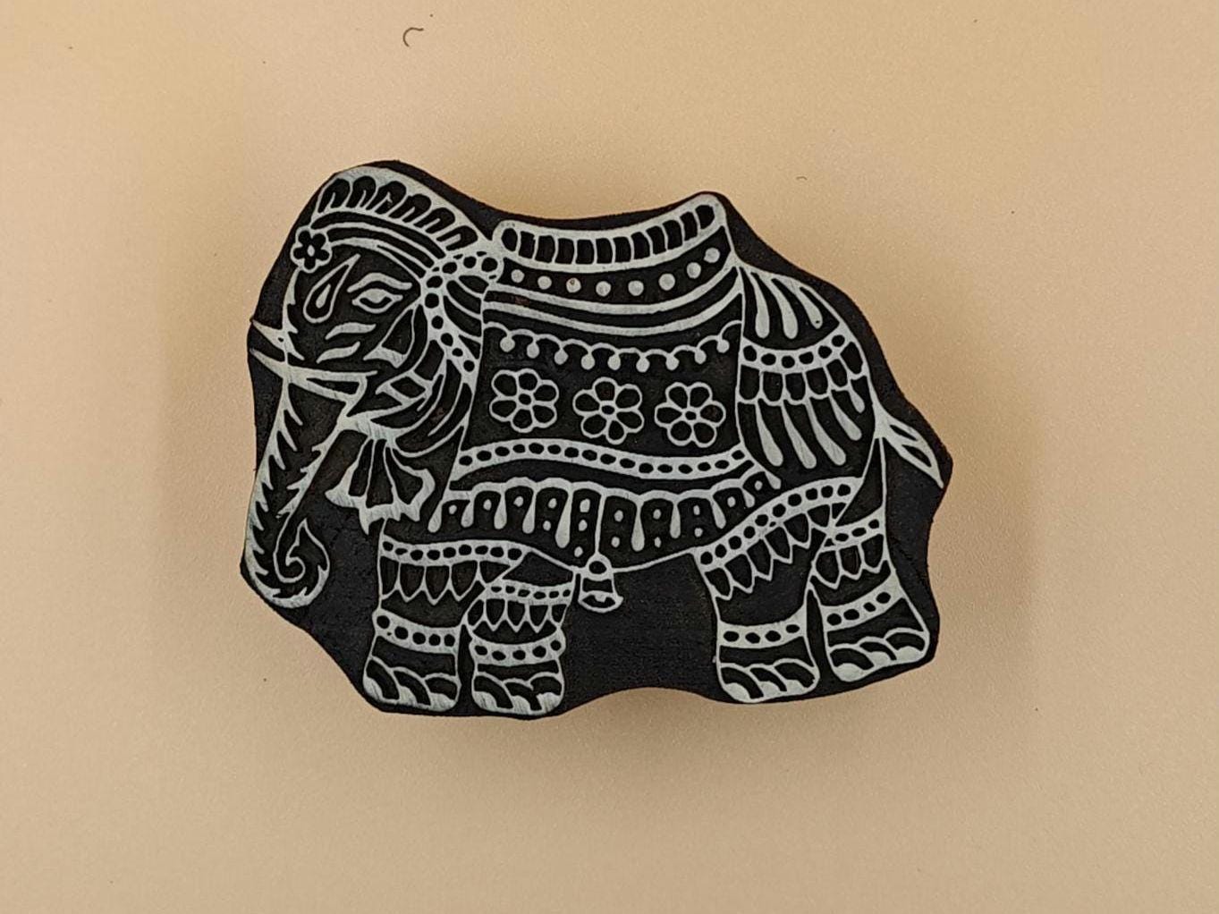 Detailed Elephant pottery stamp ceramic mold scrapbooking tjap batik printing floral carved stamps.