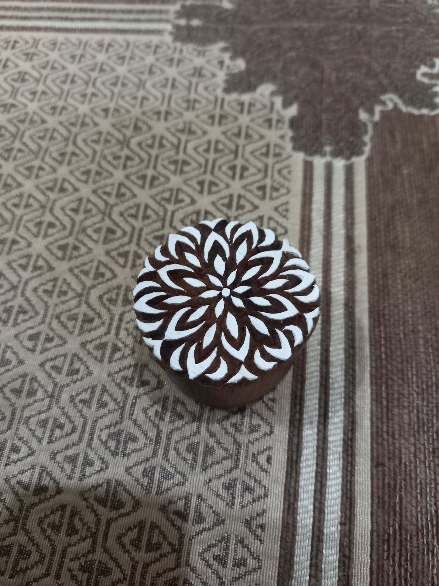 A Medium Mandala,pottery stamp ceramic mould scrapbooking tjap batik printing floral carved stamps.
