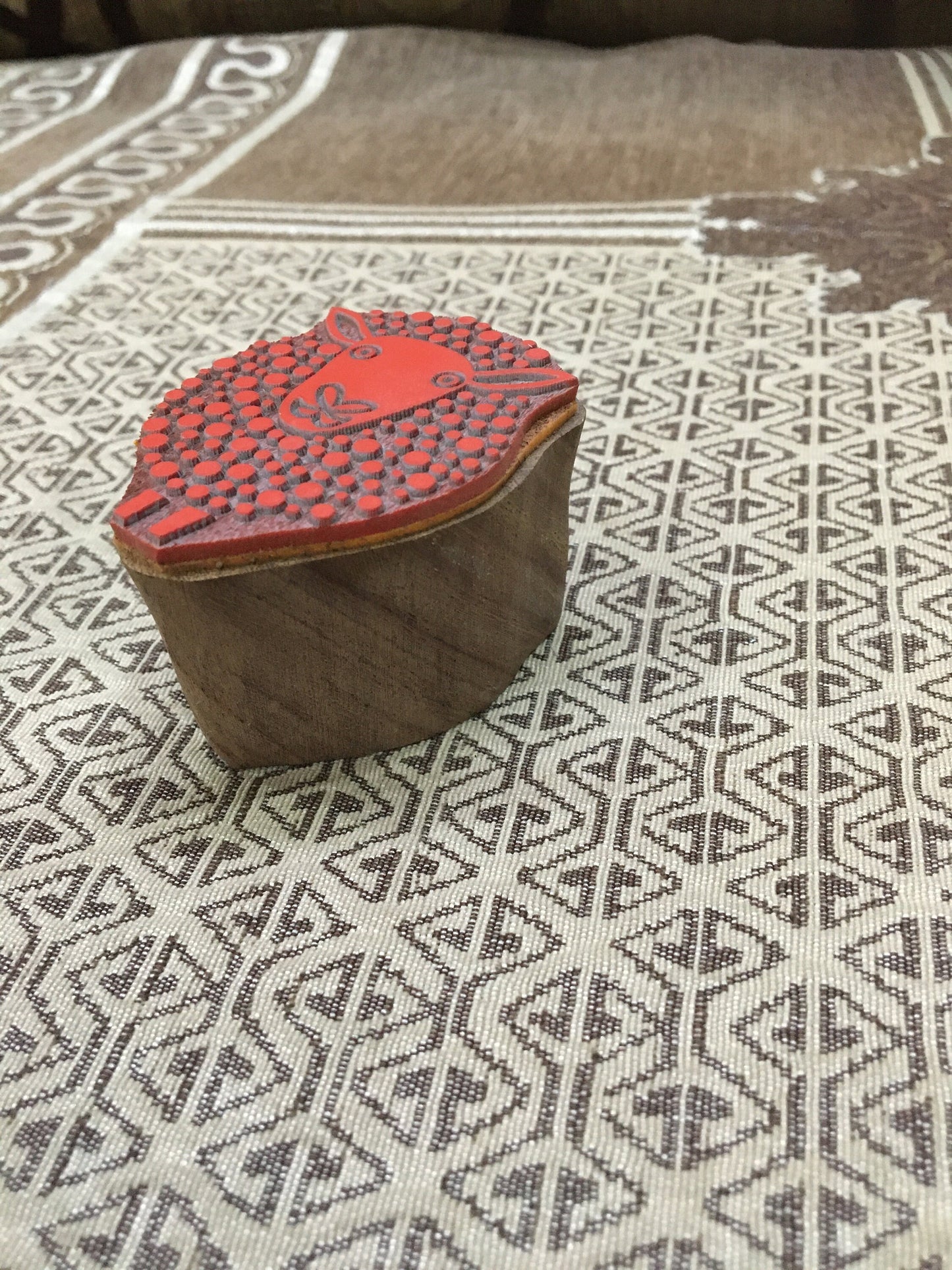 Dotty Sheep wood mounted block stamp, traditional stamp block for textile and fabric printing, pottery, DIY; Tjaps, sheep pottery Stamp