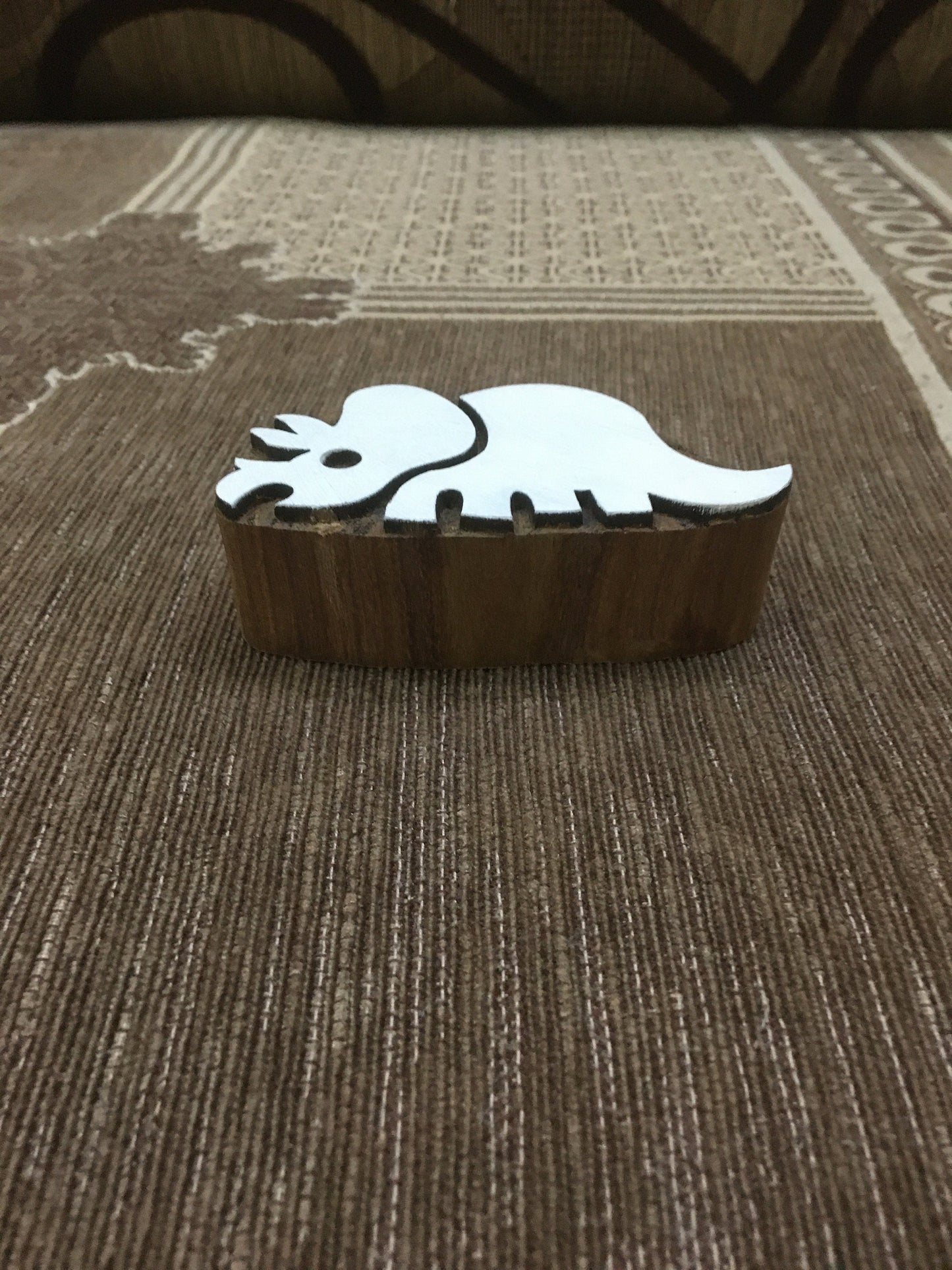Indian wooden printing block - Triceratops stamp, dinosaur stamp, hand carved, animal stamp, clay stamp, pottery stamp, postcard stamp