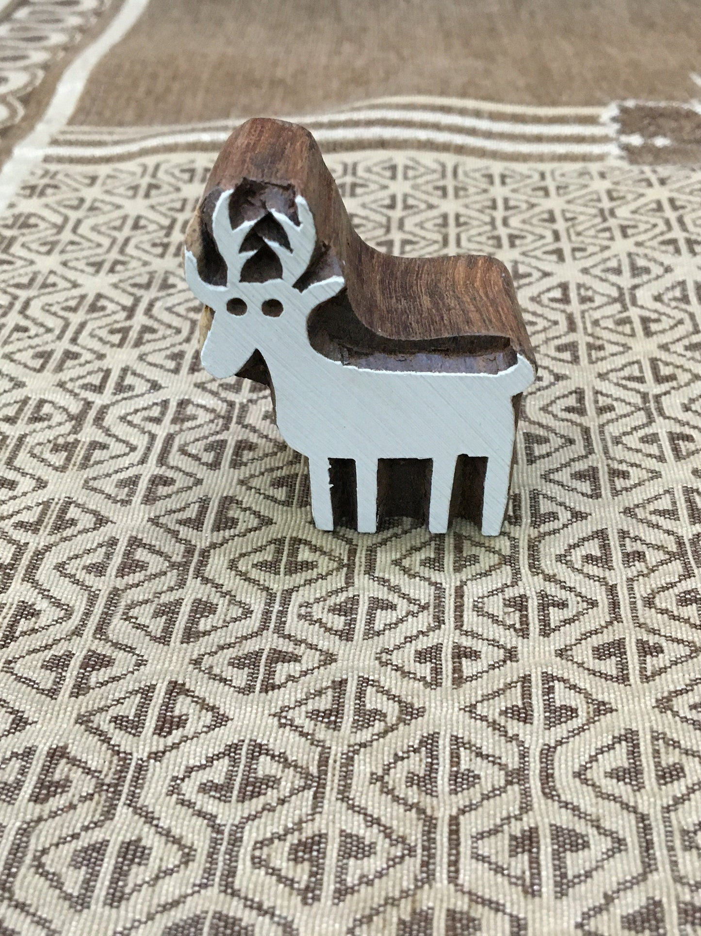 Solid Deer, hand carved Indian wood printing block; textile stamp; pottery stamp,