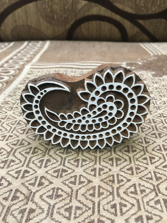 Stylish Paisley Indian Artistic Wooden Stamp , hand carved Indian wood printing block; textile stamp; pottery stamp,