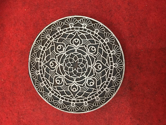 Floral Mandala Wood Stamp; Pottery Stamp; Wood Printing Block; Indian Stamp; Soap Stamp; Textile Print Block