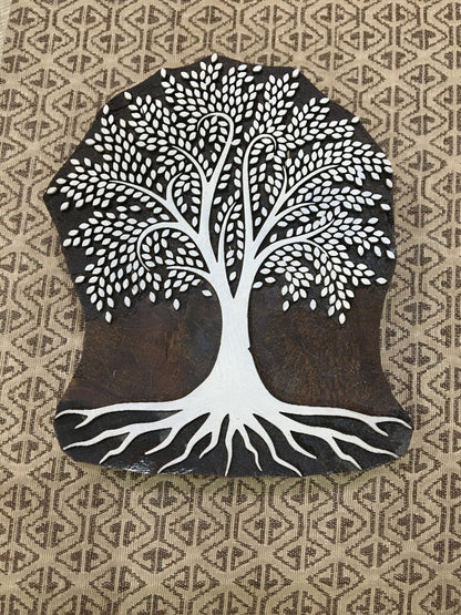 Dense Leaves Tree, hand carved Indian wood printing block; textile stamp; pottery stamp,