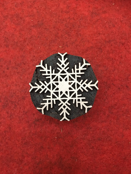 10 piece different Designs SET Snowflake Motif Wooden Textile Block Christmas Wood Block Stamp Hand Carved Stamp For Printing, Soap stamp
