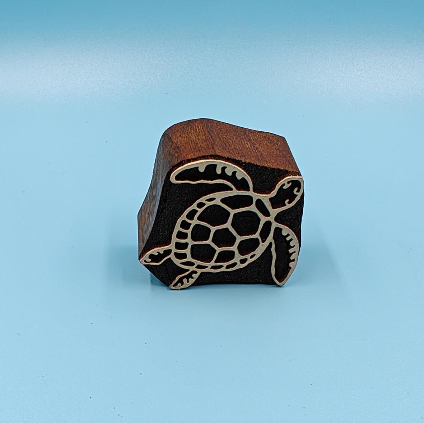 Turtle Trio: Indian Wooden Printing Block - hand carved Indian wood printing block; textile stamp; pottery stamp,