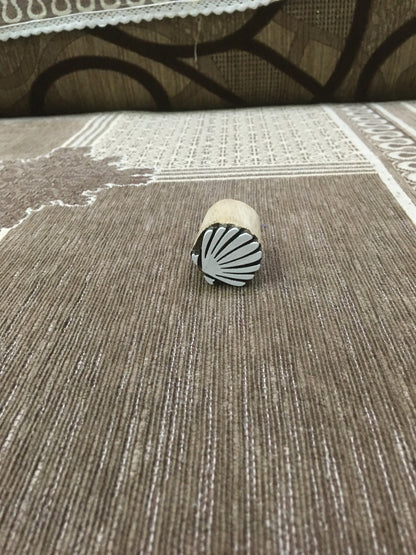 Sea shell, hand carved Indian wood printing block; textile stamp; pottery stamp,