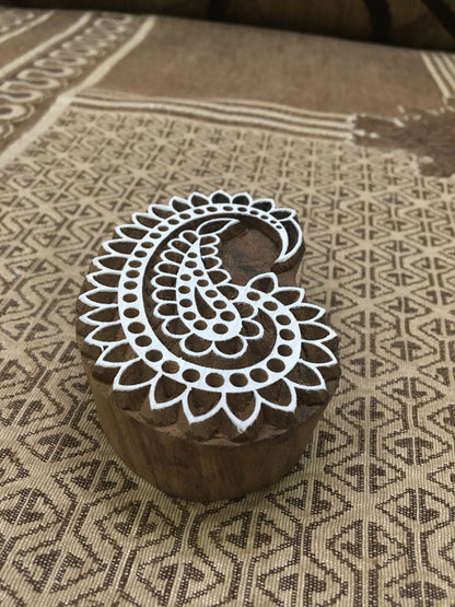 Stylish Paisley Indian Artistic Wooden Stamp , hand carved Indian wood printing block; textile stamp; pottery stamp,