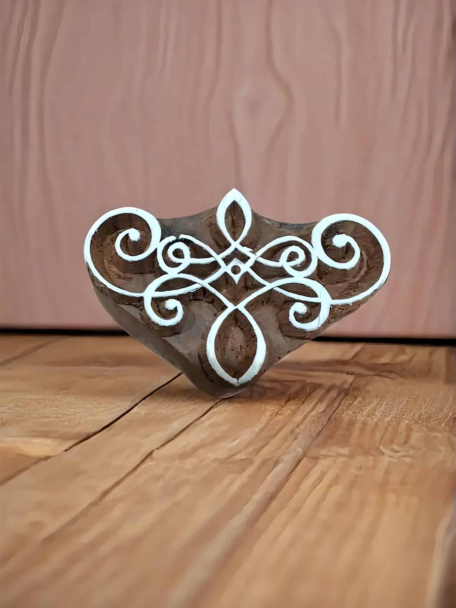 Curly Corner pottery stamp ceramic mold scrapbooking tjap batik printing floral carved stamps. image 1