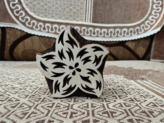 Solid Stylized Leafy Star pottery stamp ceramic mold scrapbooking tjap batik printing floral carved stamps.