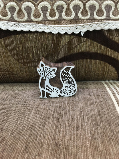 Stylised Fox Wooden Printing Block Stamp: A Modern Twist on Nature's Elegance, hand carved block; textile stamp; pottery stamp,