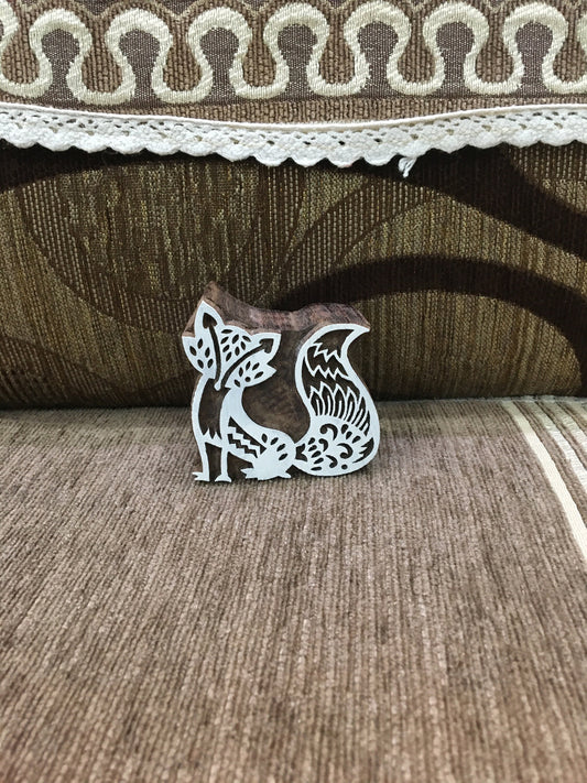 Stylised Fox Wooden Printing Block Stamp: A Modern Twist on Nature's Elegance, hand carved block; textile stamp; pottery stamp,
