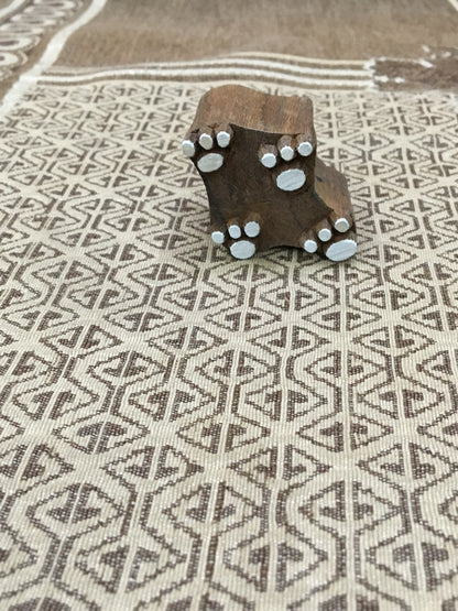 Walking Pair of Paws, hand carved Indian wood printing block; textile stamp; pottery stamp,