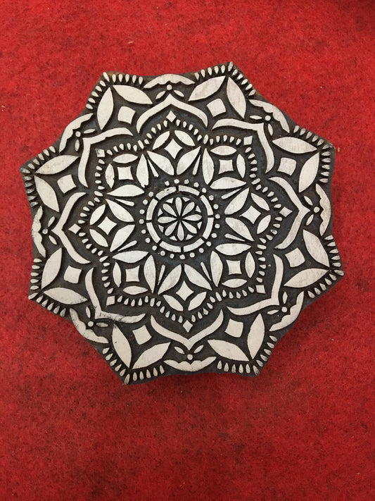 Floral Mandala Wood Stamp; Pottery Stamp; Wood Printing Block; Indian Stamp; Soap Stamp; Textile Print Block