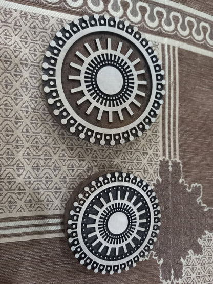 A Mandala design Block , Round Hand Carved Indian Wooden Stamp , Wood Block for Textile Fabric Stamping Henna Pottery DIY