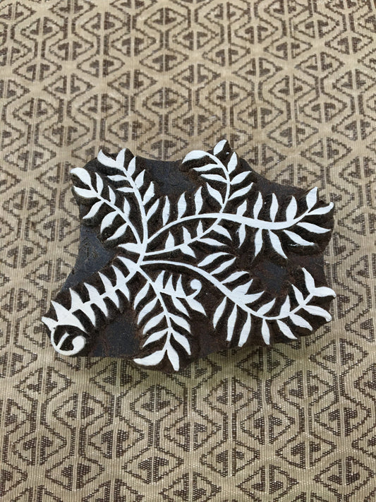 Bunch Of Leaf, hand carved Indian wood printing block; textile stamp; pottery stamp,