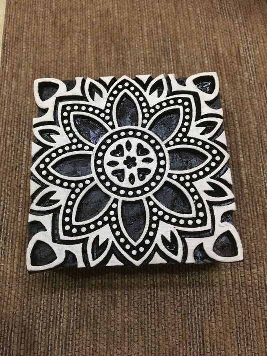 Detailed Moroccan Tile Indian Artistic Handicraft Items Wooden Printing Block, Moroccan Tile Stamp, large block fabric printing , Clay Stamp