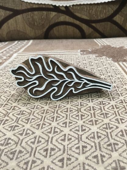 Tropical Leaf, hand carved Indian wood printing block; textile stamp; pottery stamp,