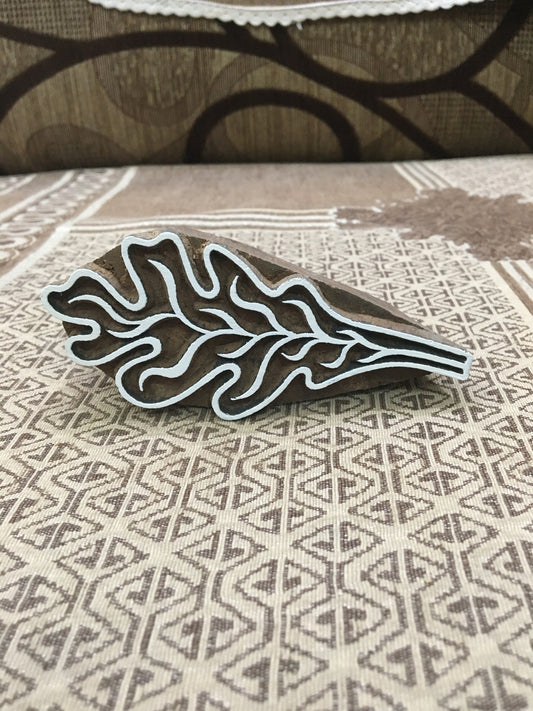 Tropical Leaf, hand carved Indian wood printing block; textile stamp; pottery stamp,