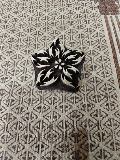 Stylized Leafy Star pottery stamp ceramic mold scrapbooking tjap batik printing floral carved stamps.