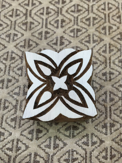 Square Pattern, hand carved Indian wood printing block; textile stamp; pottery stamp,