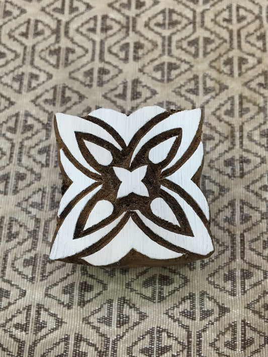 Square Pattern, hand carved Indian wood printing block; textile stamp; pottery stamp,