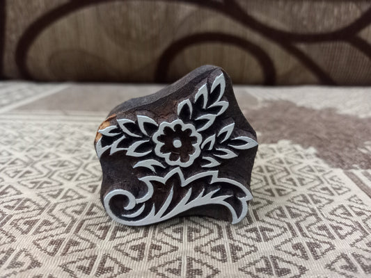 A Flower with curly leaves ,pottery stamp ceramic mold scrapbooking tjap batik printing floral carved stamps.