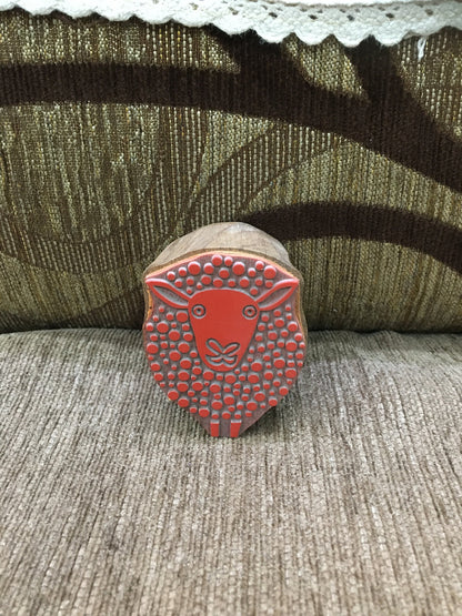 Dotty Sheep wood mounted block stamp, traditional stamp block for textile and fabric printing, pottery, DIY; Tjaps, sheep pottery Stamp