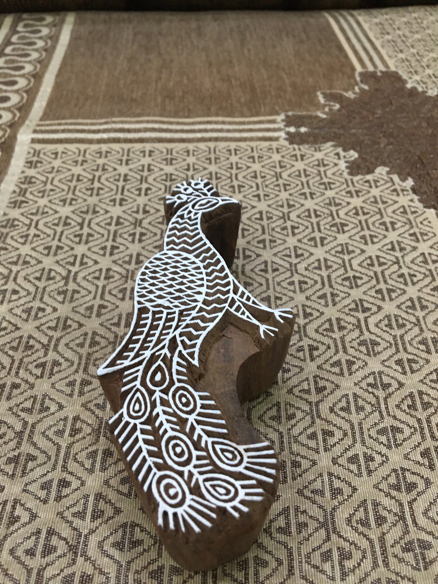 Calm Peacock wooden printing tjaps batik patterns carved hand block stamp