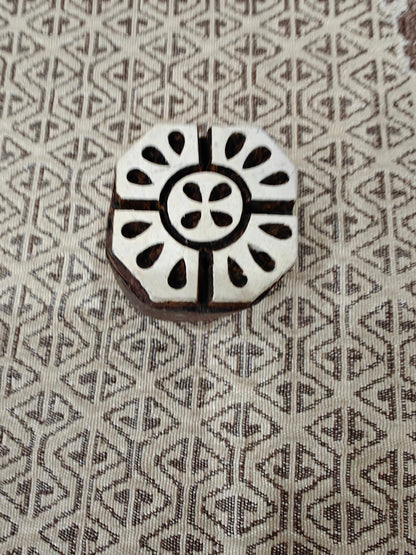 Dodecagon Shape pottery stamp ceramic mold scrapbooking tjap batik printing floral carved stamps.
